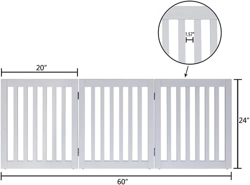Miniatura 5 de unipaws Puerta para mascotas de pie libre de 24 pulgadas de alto para perros y gatos, puertas de madera para puerta, escaleras, valla plegable