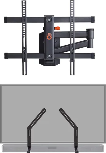 ECHOGEAR Soporte giratorio de pared para TV de movimiento completo y soporte de montaje de barra de sonido, para televisores de hasta 60 pulgadas,