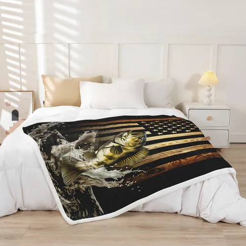 Miniatura 3 de Homewish Manta de avión 3D, mantas de bandera estadounidense para niños y adolescentes, manta de vellón con relámpagos brillantes y modernos, manta