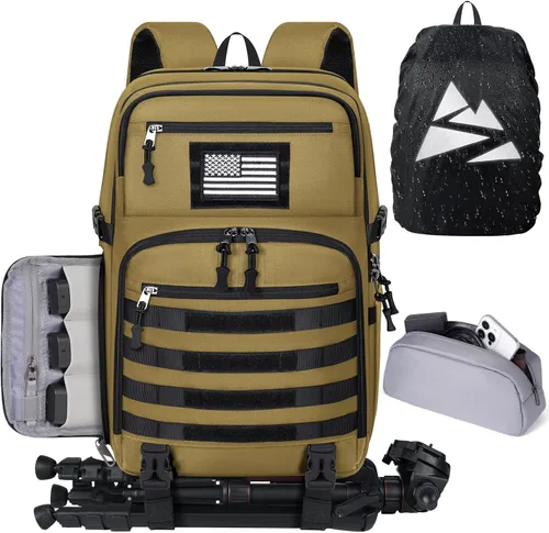 SDYSM Mochila Bolsa para Cámara Profesional para Cámara DSLR/SLR sin Espejo Impermeable de 15.6 Pulgadas Bolsas Tácticas para Cámara para Fotógrafos
