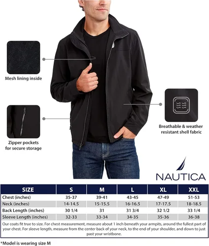 Miniatura 5 de Nautica Chaqueta de golf ligera y elástica para hombre, con cierre completo