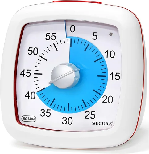 Miniatura 10 de Secura - Temporizador visual de 60 minutos, temporizador silencioso de estudio para niños y adultos, relojes de tiempo, temporizador de cuenta