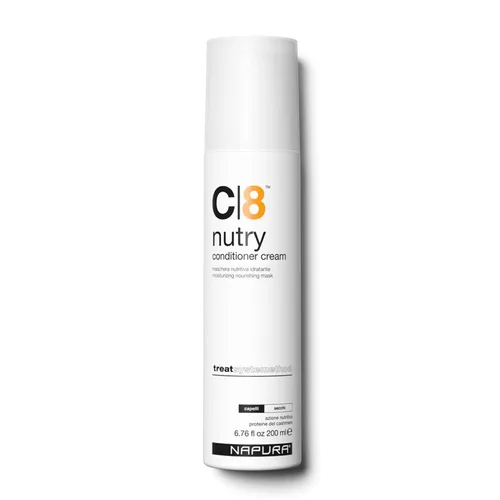 NAPURA C8 Crema hidratante acondicionador (6.76 onzas líquidas) para cabello seco y dañado, proteínas de cachemira, aceites de jojoba y aguacate,