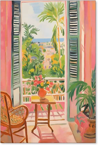 Miniatura 24 de Póster de pintura al óleo colorida de ventana abierta, arte de pared abstracto impresionista famoso y moderno, impresiones de lienzo estético