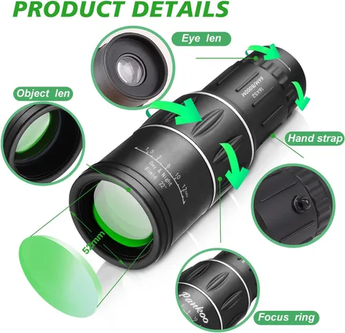 Miniatura 3 de 16x52 Mini Telescopio Monocular de Alta Potencia para Adultos, Regalos de Cumpleaños para Hombres Papá Él Marido Niños Adolescentes, Alcance