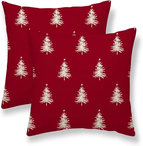 Miniatura 10 de Fundas de almohada navideñas de 20x20 pulgadas Juego de 2 Fundas de almohada con diseño de copo de nieve Decoración navideña Fundas de almohada