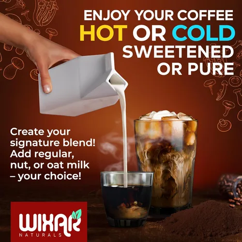 Miniatura 5 de Wixar - Mezcla de café de hongos, extracto de diez hongos del tesoro, café instantáneo en polvo con melena de león, cola de pavo, reishi, chaga