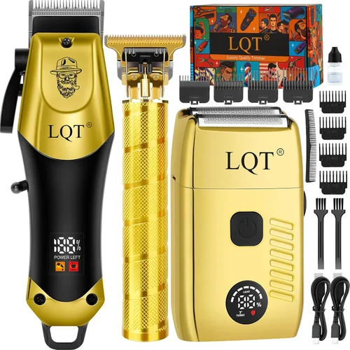 Miniatura 7 de Cortapelos profesional para hombres, modo dual inalámbrico y con cable, pantalla LCD y de 2 velocidades, kit completo de peluquería, tijeras, peines