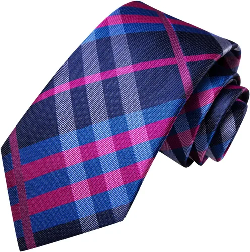 Miniatura 93 de Hi-Tie Corbata clásica de cachemira para hombre con pañuelo y gemelos a cuadros