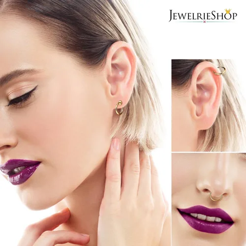 Miniatura 4 de JewelrieShop Retractable Earrings Fake Hoop Fake Nose Ring Non Pierced Earrings Fake Cartilage Piercing Clip On Nose Ring Septum Ring for Women
