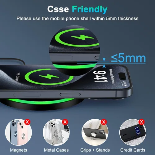 Miniatura 6 de Cargador inalámbrico Samsung S25 para Android con carga rápida para Samsung Galaxy S25 Ultra/S24 Plus/FE/S23/S22/S21, paquete de 2 estaciones