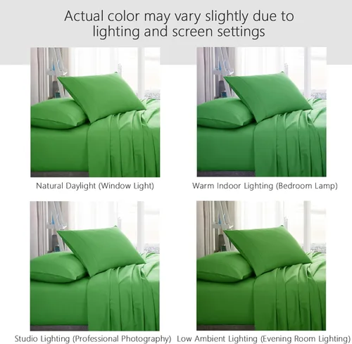 Miniatura 6 de American Home Collection Juego de sábanas tamaño Twin - Bolsillo profundo de 16 pulgadas - Sábanas de cama de microfibra ultra suave - Verde