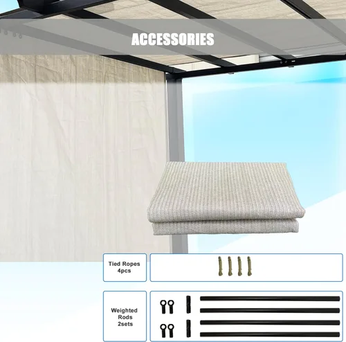 Miniatura 8 de Alion Home Toldo universal transpirable para pérgola – Toldo de repuesto para pérgola – Cubierta de sombra ajustable para exteriores con varillas