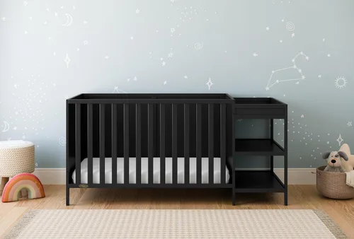 Miniatura 2 de Graco Theo - Cuna y cambiador convertible 5 en 1 (Negro) Certificado GREENGUARD Gold, se convierte en cama de día, cama infantil, cama