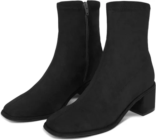 Miniatura 5 de Women's Ankle Boots & Booties, BEST TRENDY Sock Booties Square Toe Boots Side Zipper Square Toe Mid Chunky Heel Elastic Booties for women