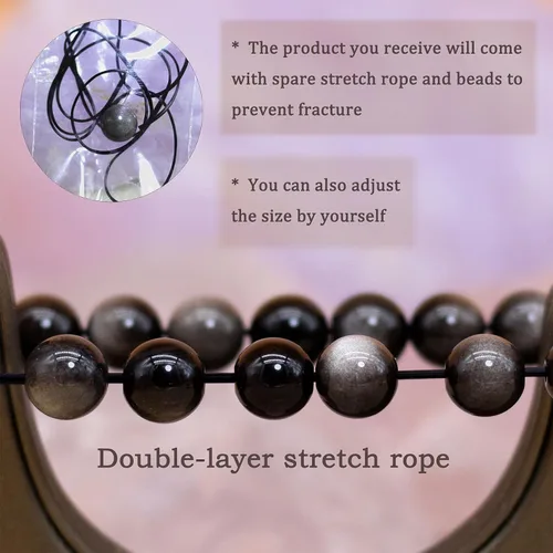 Miniatura 2 de DAZCOLO - Pulsera de gemas hecha a mano de 7,5 pulgadas, piedras preciosas elásticas de 8 mm, cuentas redondas, cristales de cuarzo, unisex