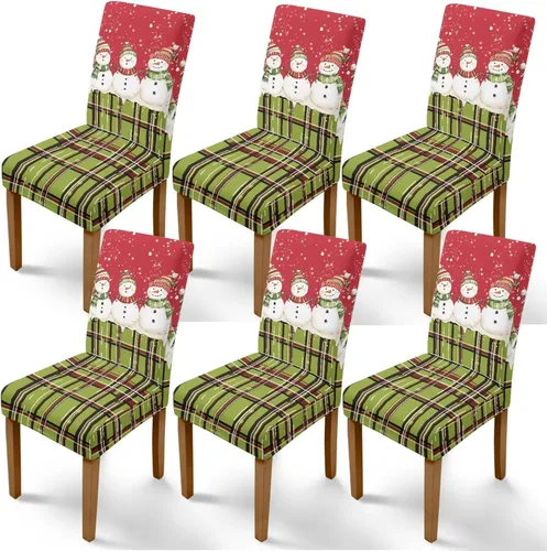 Miniatura 28 de Rnyleeg Fundas de silla de Navidad para sala de estar, diseño de muñeco de nieve azul, estampado de pájaros, fundas para sillas de comedor, 1