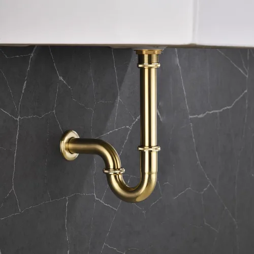 Miniatura 2 de Trampa P para botella de lavabo de baño, en forma de U de latón de 1-1/4 pulgadas, drenaje de entrada deslizante de 1-1/4 pulgadas, kit de trampa