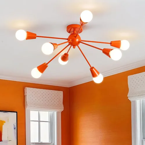 Miniatura 11 de Candelabro colorido, candelabro Sputnik moderno, 8 luces para niños con luces divertidas multicolor arcoíris para habitación de niños, sala