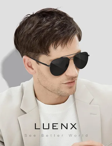 Miniatura 2 de LUENX, Aviator - Gafas de sol polarizadas, para hombres y mujeres, protección UV 400, con funda 60MM