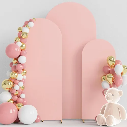 Miniatura 22 de Wokceer Juego de 3 fundas de arco de boda de elastano ajustadas para arco de boda para parte superior redonda, soporte de arco de Chiara para Beige
