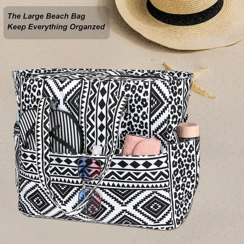 Miniatura 9 de Bolsa de playa y piscina para mujer, grande, bolsa de gimnasio con compartimento húmedo para viajes, impermeable