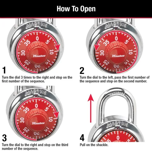 Miniatura 5 de Candado de casillero Master Lock 1505D, candado de combinación con dial, 1 paquete, colores pueden variar El color puede variar