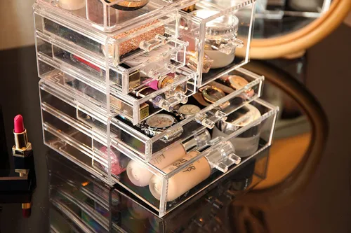 Miniatura 5 de Cq acrylic Organizador de Maquillaje Transparente para Encimera, Pequeño de 4 Cajones para Almacenamiento de Cosméticos, Lindos Organizadores