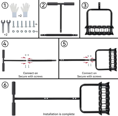 Miniatura 8 de Herramienta aireadora de césped mejorada con 14 picos de acero, herramienta de aireador manual de césped con diseño de resorte y limpieza automática