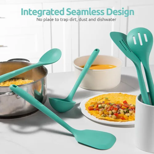 Miniatura 9 de Utensilios de cocina resistentes al calor de 600ºF: U-Taste Juego de herramientas de cocina de silicona extra largas de 13.6 pulgadas, espátula (3)