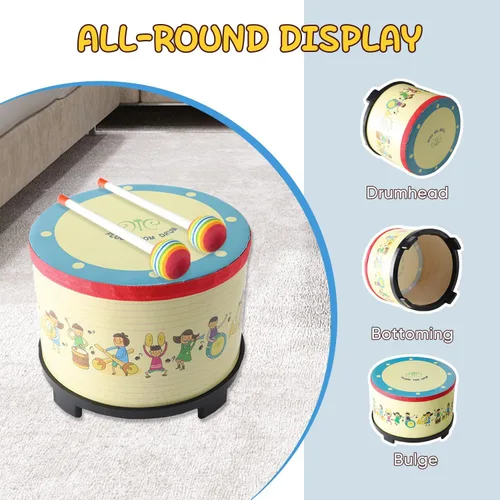 Miniatura 3 de Floor Tom Drum - Instrumento de percusión colorido de 8 pulgadas con 2 mazos para niños, regalo especial de Navidad y cumpleaños (8 pulgadas)