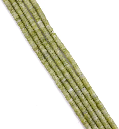 Miniatura 3 de BEADIA Cuentas Espaciadoras de Jade Natural de Taiwán con Tapas, Cuentas Semipreciosas Sueltas para Hacer Joyas, 6mmx3mm, 38cm Jade de Taiwán