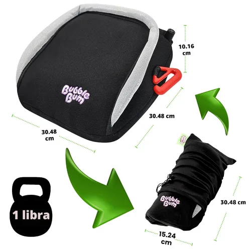 Miniatura 5 de Bubble Bum - Asiento elevador portátil inflable de viaje, para niños de 40 a 100 libras, para automóvil, sin espalda, plegable y estrecho, ajuste
