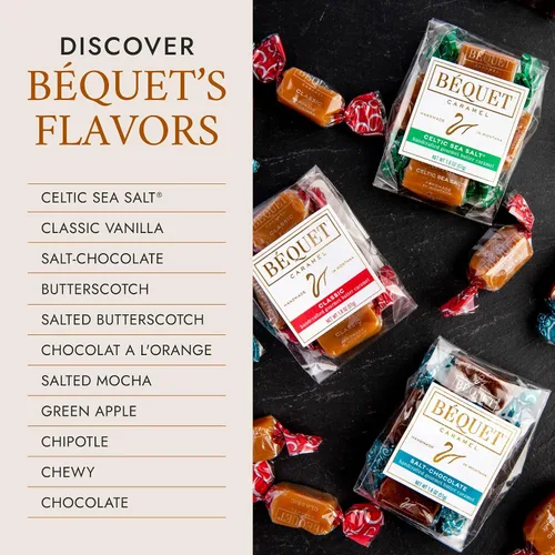 Miniatura 8 de Caramelos de sal marina celta Béquet – Caramelo gourmet suave, envuelto individualmente, sin gluten y kosher – Bolsa resellable de 24 oz