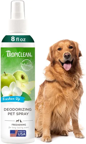 TropiClean Perfume para Perros, Colonia de Manzana Verde de Larga Duración, Spray Desodorizante para Perros con Olor, Spray Desenredante Después del