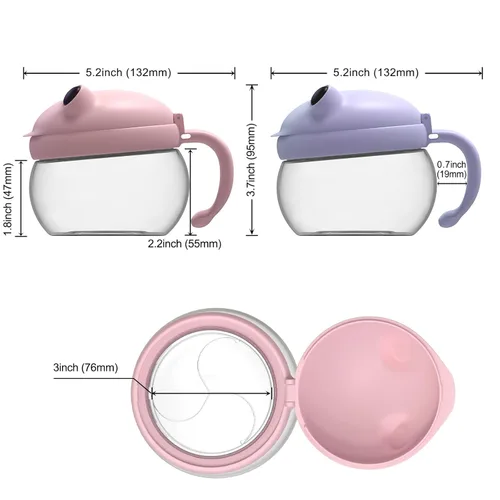 Miniatura 5 de SELEWARE Paquete de 2 recipientes para aperitivos para niños pequeños, sin derrames, tapa y asa a prueba de derrames, 12.3 onzas, plástico sin BPA