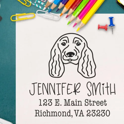 Miniatura 9 de Sello de dirección personalizado Basset Hound – Sello personalizable con nombre y dirección para sobres, ideal para amantes de los perros