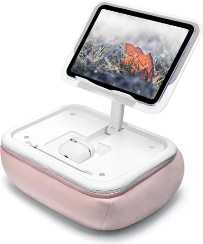 Lap Beanbag - Soporte de almohada para Kindle con almohadilla de silicona, soporte de iPad ajustable en ángulo para cama, almohada de tableta con