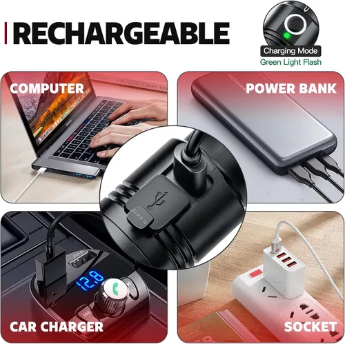 Miniatura 4 de Linterna LED roja de alta potencia recargable, 300 yardas linterna roja IP65 impermeable luz roja antorcha para observación nocturna, camping