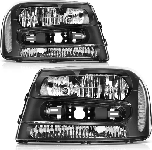Miniatura 17 de Conjunto de faros delanteros para Chevy Avalanche 1500 2003-2006 para Avalanche 2500 03-06 para 1500 Classic 2007 carcasa negra reflector ámbar