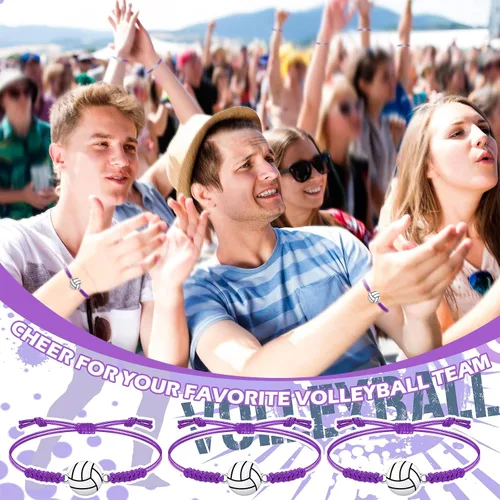 Miniatura 28 de 20 pulseras de voleibol ajustables, cuerda trenzada con dije de voleibol para niñas, mujeres, hombres, adolescentes, la mayoría de jugadores