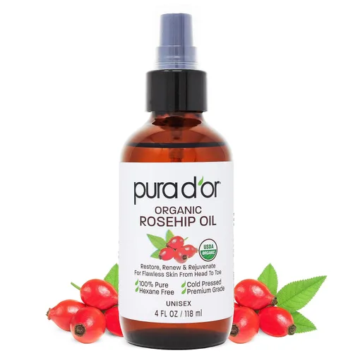 Miniatura 5 de PURA D'OR Mezcla de aceite de vitamina E de 4 onzas, 70,000 UI y aceite de semilla de rosa mosqueta, relajante para el cabello, 100% puro, prensado