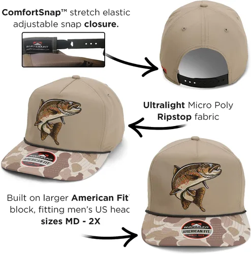 Miniatura 4 de Paramount Outdoors Trout Fly Fising Gorras cómodas Snapback para pesca al aire libre, gorras de béisbol para hombres