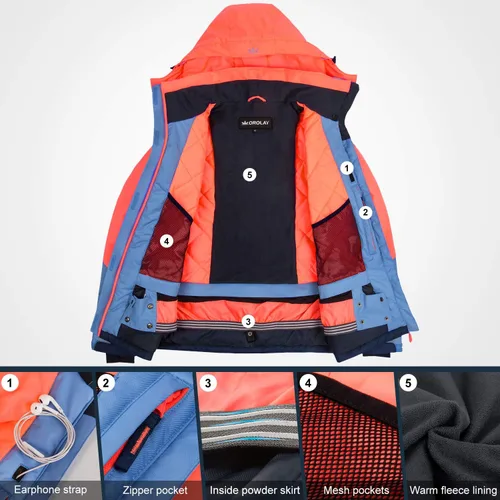 Miniatura 3 de Orolay Chaqueta de esquí de invierno impermeable para mujer, Nieve