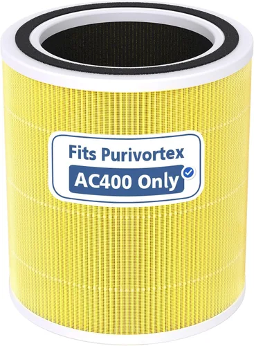 Purivortex AC400 Purificadores de aire para el cuidado de mascotas Filtro de repuesto HEPA, filtro 3 en 1, amarillo Filtro para el cuidado de