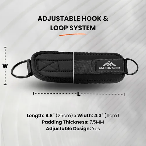 Miniatura 7 de Gym Ankle Straps for Cable Machines, Thick Padded Ankle Cuff Cable Attachment for Booty Workouts, Kickbacks, Hip Abductors, Lower Body Exercises