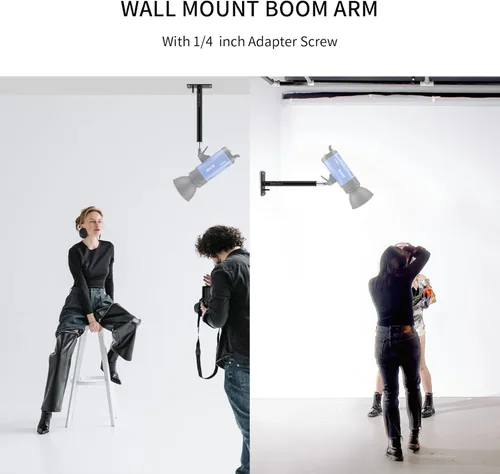Miniatura 3 de Selens Soporte de techo para cámara de estudio fotográfico de 11 pulgadas, brazo de brazo de montaje en pared para luz de video de estudio