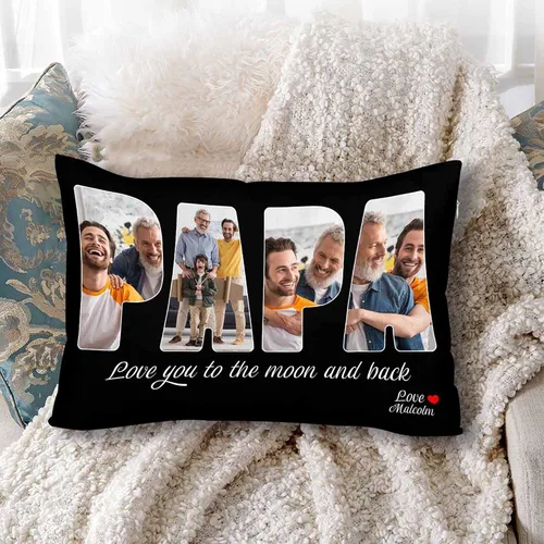 Miniatura 4 de Foto personalizada con fundas de almohada de texto, almohadas personalizadas para abuelo, funda de almohada decorativa personalizada para sofá