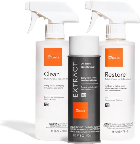 Sunbrella Kit de cuidado total | Limpia, protege y restaura tela y tapicería | Paquete de limpiador de telas, removedor de manchas y protector | 16