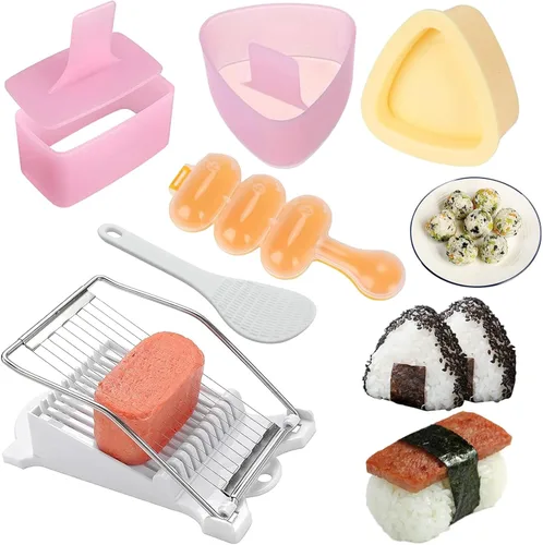 Miniatura 8 de 10 piezas de juego de moldes Onigiri, kit de moldes para hacer musubi de arroz, molde de prensa para bolas de arroz antiadherentes, molde para hacer